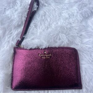 Kate Spade Lucy Purple Metallic L-Zip Wristlet (NWOT)